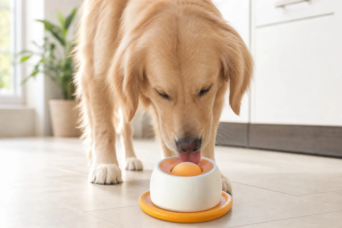 LickJoy Bowl, a slow feeder bowl for dogs with a raised nubby center dome